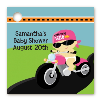 Motorcycle Baby Girl - Personalized Baby Shower Card Stock Favor Tags