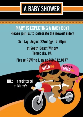  Motorcycle Baby - Baby Shower Invitations Caucasian