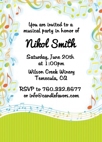 Musical Notes Colorful - Birthday Party Invitations