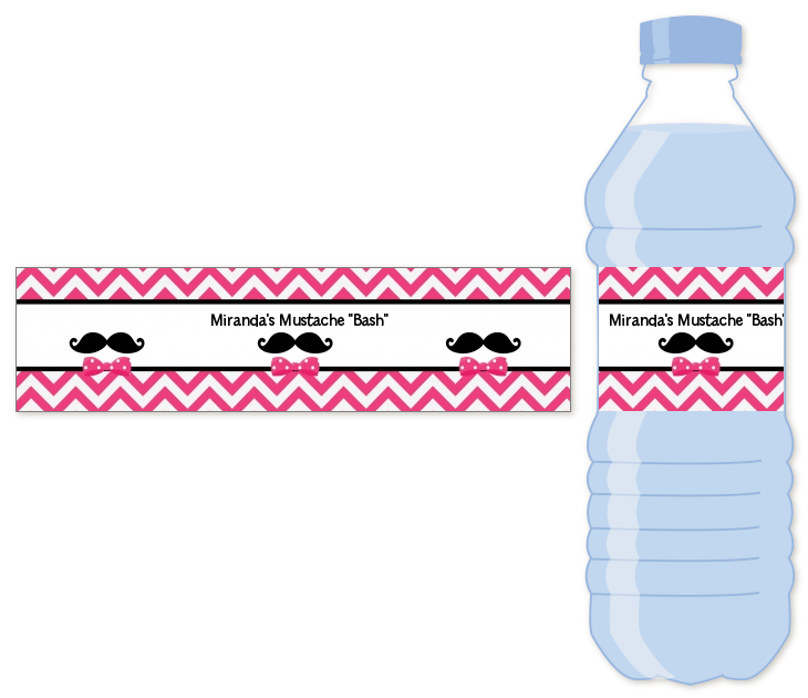 Mustache Bash - Personalized Birthday Party Water Bottle Labels Teal