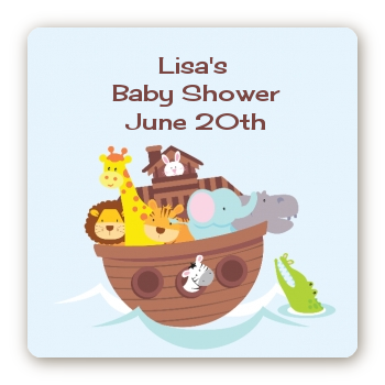 Noah's Ark - Square Personalized Baby Shower Sticker Labels