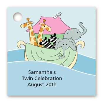 Noah's Ark Twins - Personalized Baby Shower Card Stock Favor Tags