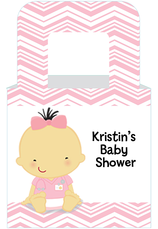  Little Girl Nurse On The Way - Personalized Baby Shower Favor Boxes Caucasian