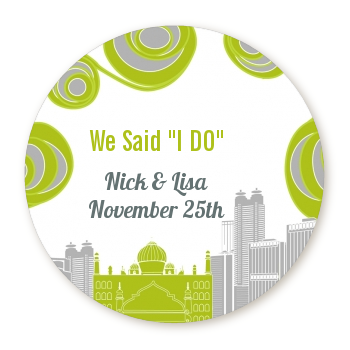  New Jersey Skyline - Round Personalized Bridal Shower Sticker Labels 