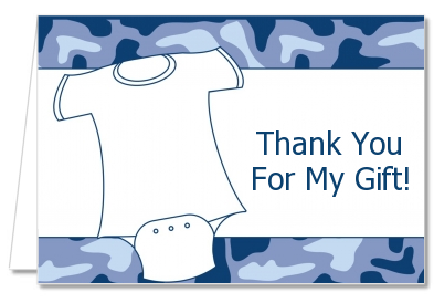 Baby Outfit Blue Camo - Baby Shower Thank You Cards