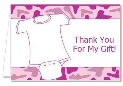 Baby Outfit Pink Camo - Baby Shower Thank You Cards