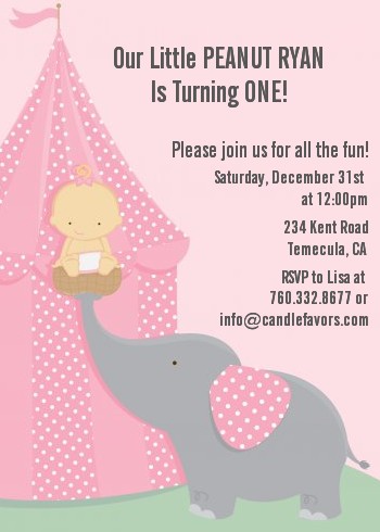 Our Little Girl Peanut's First - Birthday Party Invitations