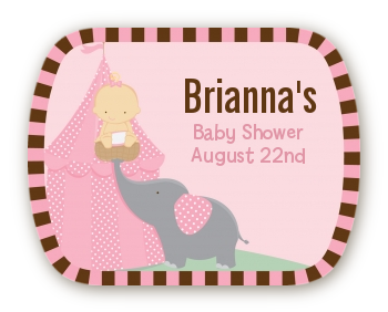 Our Little Peanut Girl - Personalized Baby Shower Rounded Corner Stickers