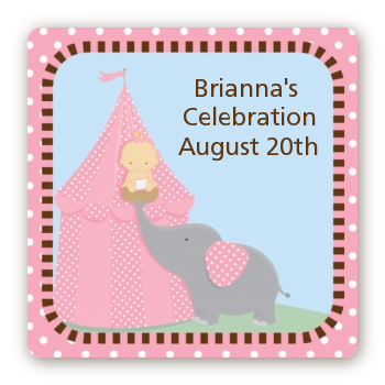 Our Little Peanut Girl - Square Personalized Baby Shower Sticker Labels