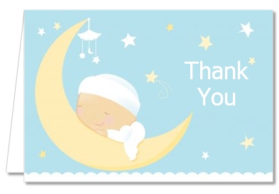 Over The Moon Boy - Baby Shower Thank You Cards