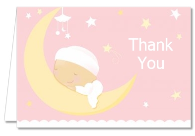 Over The Moon Girl - Baby Shower Thank You Cards