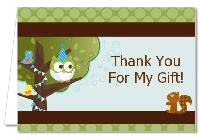 Owl Birthday Boy - Birthday Party Thank You Cards