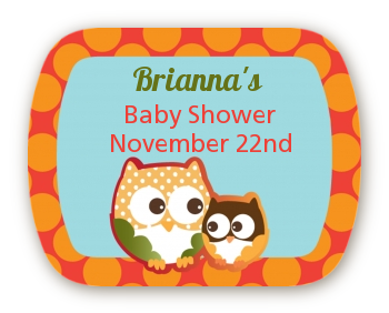 Owl - Fall Theme or Halloween - Personalized Baby Shower Rounded Corner Stickers