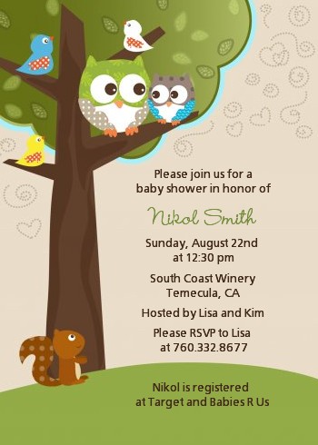 Owl - Look Whooo's Having A Baby - Baby Shower Invitations