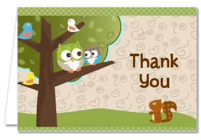 Owl - Look Whooo's Having A Baby - Baby Shower Thank You Cards