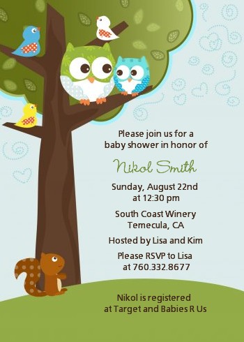 Owl - Look Whooo's Having A Boy - Baby Shower Invitations