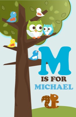 Owl - Look Whooo's Having A Boy - Personalized Baby Shower Nursery Wall Art