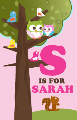 Owl - Look Whooo's Having A Girl - Personalized Baby Shower Nursery Wall Art