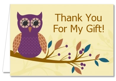 Retro Owl - Birthday Party Thank You Cards