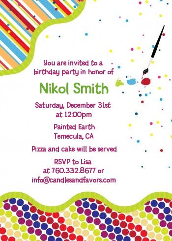 Paint Party - Birthday Party Invitations