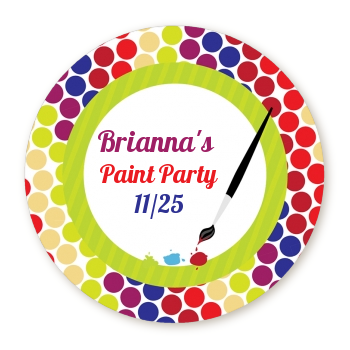  Paint Party - Round Personalized Birthday Party Sticker Labels 