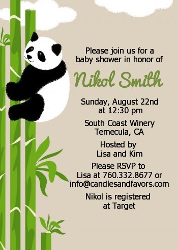 Panda - Baby Shower Invitations