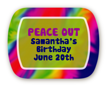 Peace Tie Dye - Personalized Birthday Party Rounded Corner Stickers