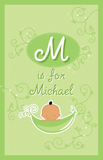 Sweet Pea Hispanic Boy - Personalized Baby Shower Nursery Wall Art