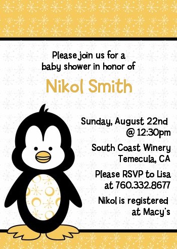 Penguin - Baby Shower Invitations