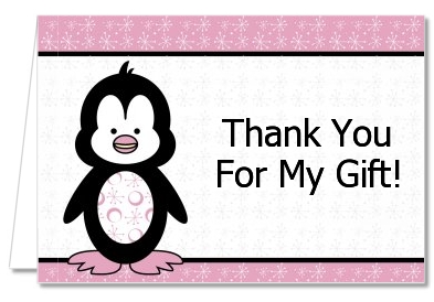  Penguin Pink - Baby Shower Thank You Cards 