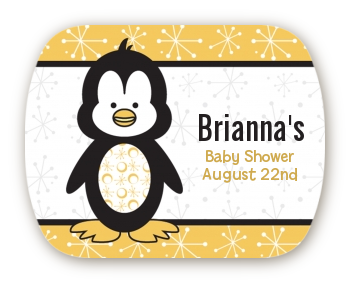 Penguin - Personalized Baby Shower Rounded Corner Stickers