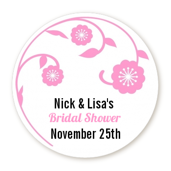  Pink Chrysanthemum - Round Personalized  Sticker Labels 