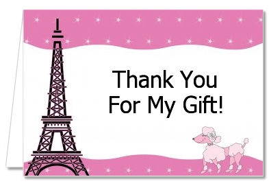 Pink Poodle in Paris - Baby Shower Thank You Cards