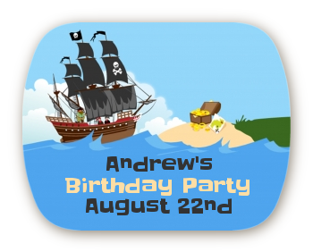 Pirate Ship - Personalized Birthday Party Rounded Corner Stickers