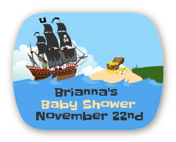 Pirate Ship - Personalized Baby Shower Rounded Corner Stickers