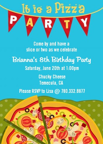 Pizza Party - Birthday Party Invitations