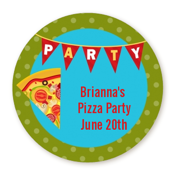  Pizza Party - Round Personalized Birthday Party Sticker Labels 