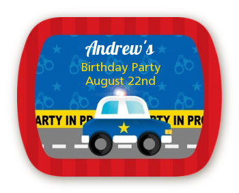 Police Car - Personalized Birthday Party Rounded Corner Stickers