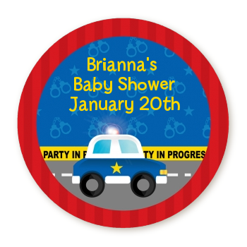  Police Car - Round Personalized Baby Shower Sticker Labels 