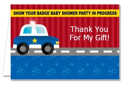 Police Car - Baby Shower Thank You Cards