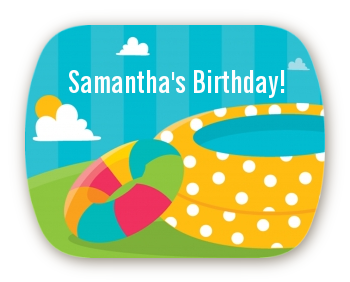 Pool Party - Personalized Birthday Party Rounded Corner Stickers