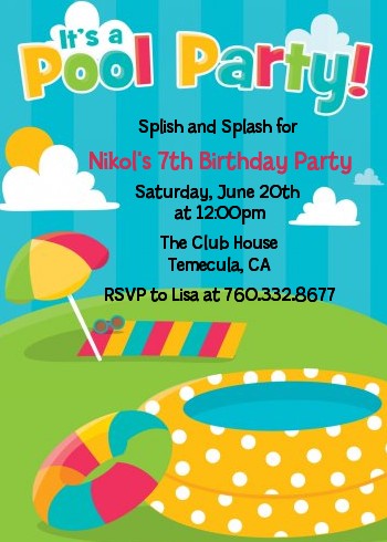 Pool Party - Birthday Party Invitations
