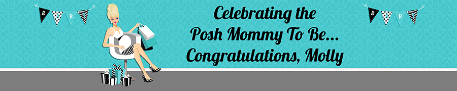 Posh Mom To Be Blue - Personalized Baby Shower Banners Brown Hair