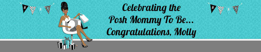  Posh Mom To Be Blue - Personalized Baby Shower Banners Brown Hair