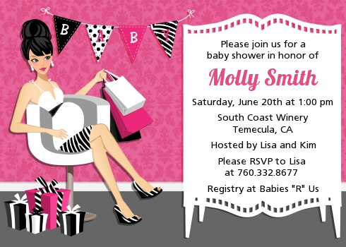  Posh Mom To Be - Baby Shower Invitations Black Hair A