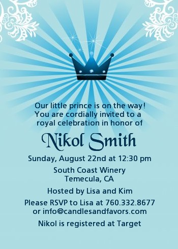 Prince Royal Crown - Baby Shower Invitations