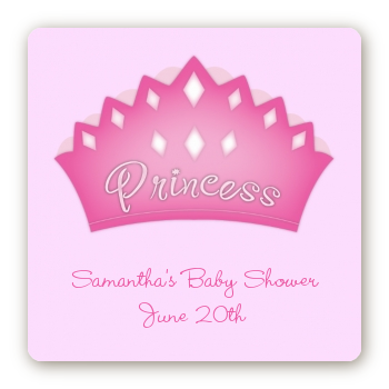 Princess Crown - Square Personalized Baby Shower Sticker Labels