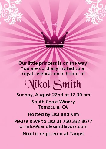 Princess Royal Crown - Baby Shower Invitations