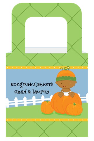 Pumpkin Baby African American - Personalized Baby Shower Favor Boxes