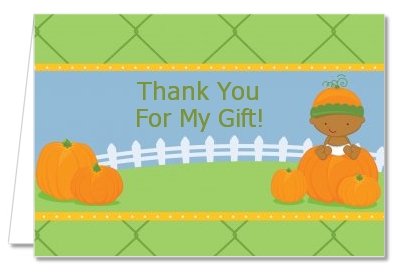 Pumpkin Baby African American - Baby Shower Thank You Cards